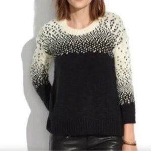 Madewell Sweater Knit Crew Neck Pullover Wool Black & Cream Color Heart Medium